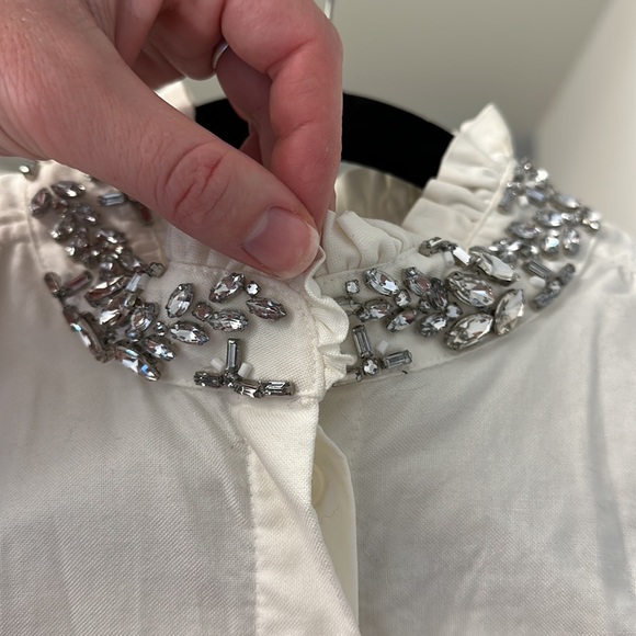 J. Crew sleeveless white oxford shirt with embellished collar - Picture 3 of 5